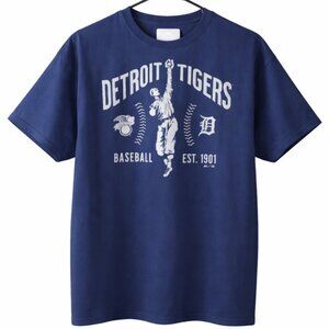 Vintage Detroit Tigers T Shirt XL Majestic Navy Blue MLB Baseball 1901 Graphic